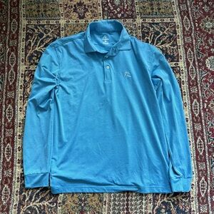 Rhoback Performance Long Sleeve Polo Shirt Men’s Medium Blue
